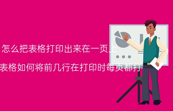 怎么把表格打印出来在一页上 excel表格如何将前几行在打印时每页都打？